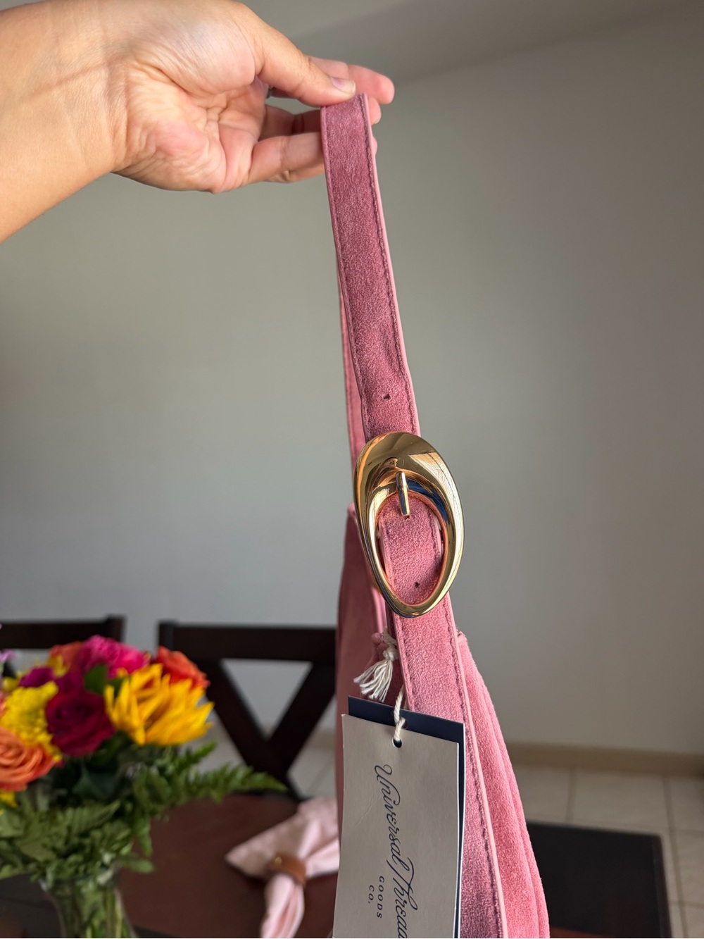 Pink Suede Fringe Shoulder Bag - Picture 4 of 7